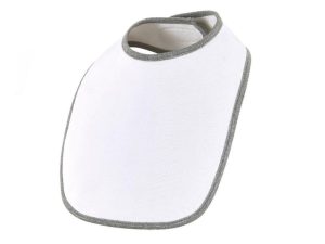 bavoir blanc liseré gris